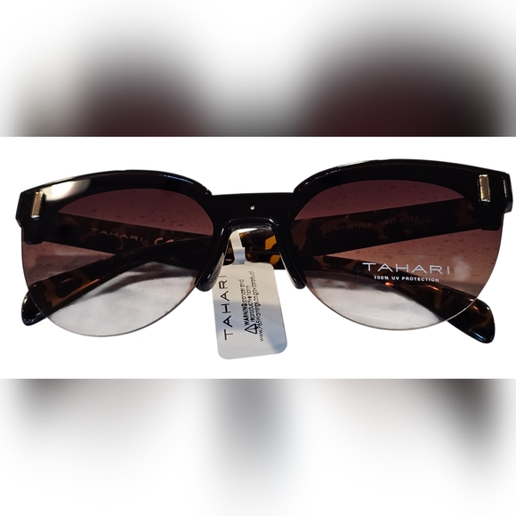 TAHARI Tortoiseshell Gradient Lens Sunglasses Brown, New With Case - Picture 2 of 5
